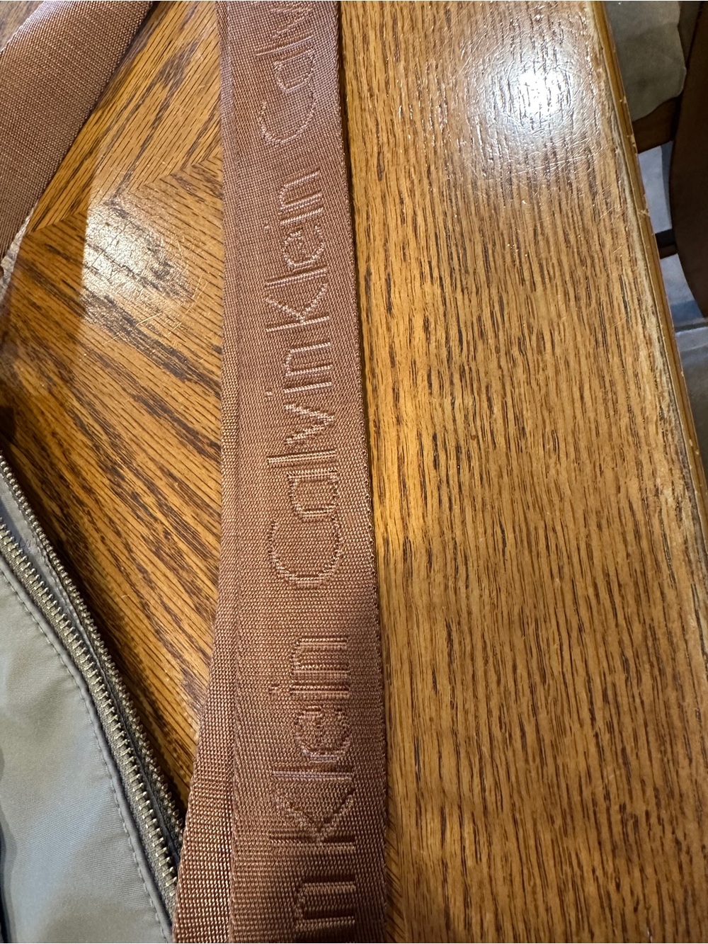 Calvin Klein Taupe Nylon Crossbody with Brown Strap - Picture 3 of 7